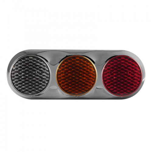 Triple Combination Rear Lamp - Coloured Lens - Chrome Bracket - 12/24V